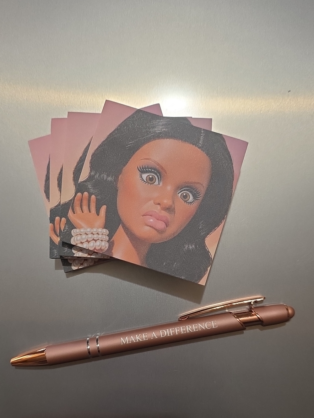 MAKE A DIFFERENCE Rose Gold Stylist Pen with 4 Postit Notes